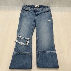 PAIGE Light Blue Distressed Flare Jeans